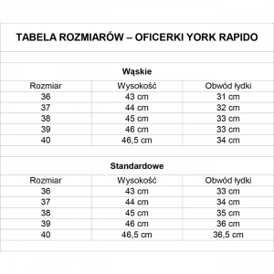 Oficerki York Rapido skórzane standard